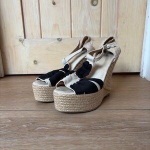 Castañer | Rare Espadrilles Platform cream & black Summer Wedges ankle strap